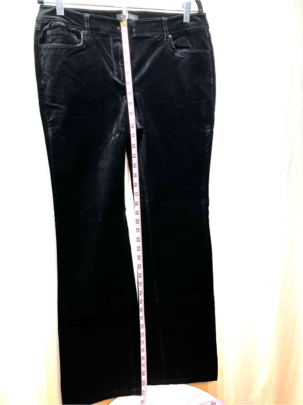 White House Black Market Black Bootleg Velvet Jeans Size 10